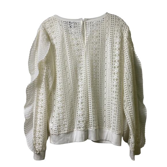 Express Long Sleeve Ruffle and Lace Top Sz L (2489) - Picture 2 of 6